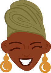 Character smiling woman. Afro American,young and aged. Vector flat illustration 