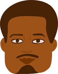 Character smiling man. Afro American,young and aged. Vector outline illustration, linear, thin line, hand drawn sketch, doodle