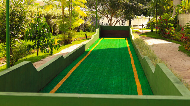 Mini campo para a pratica de esportes golfe e bocha