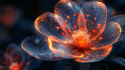 Abstract colorful glowing 3D flower as wallpaper - Powered by Adobe