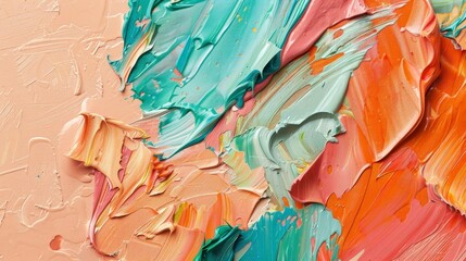 A close-up view of a painting showcasing a multitude of bright and bold colors, creating a visually striking composition.