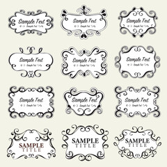 Vintage vector Set for design of monograms, invitations, frames, menus, labels. Retro frame set. Calligraphic design elements. 