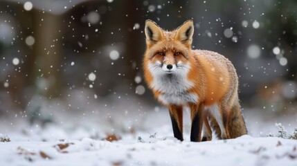 Red Fox in the Snowy Forest