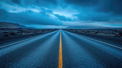 Isolated Road in a Stark Landscape