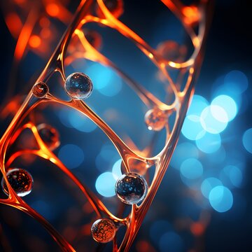 dance of molecules with a high-scale magnification spiral against a black background