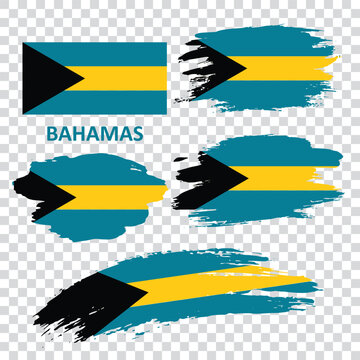 Set of vector flags of the Bahamas