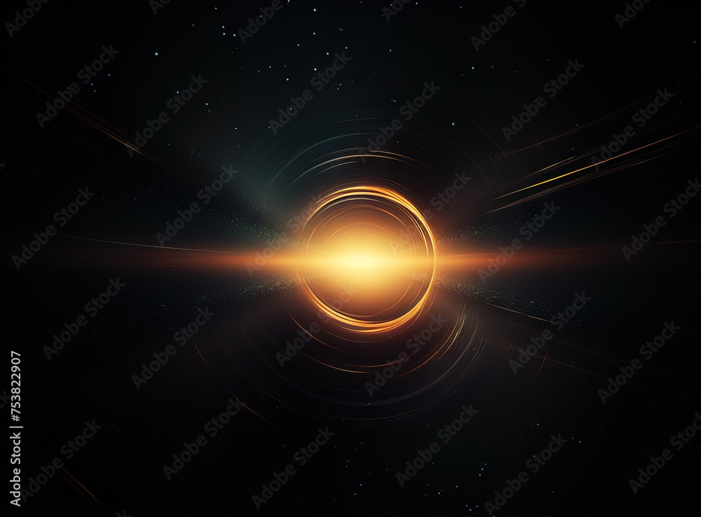 Poster light flare in the dark space. abstract background with shiny lens glare effect.