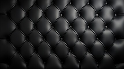 Close up texture of black buttoned leather upholstery pattern background