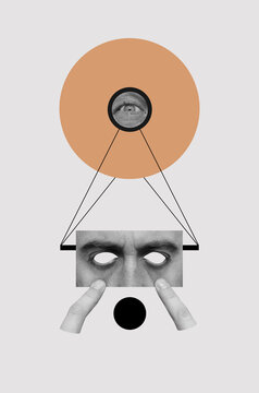 Collage art with a part of a male face 
