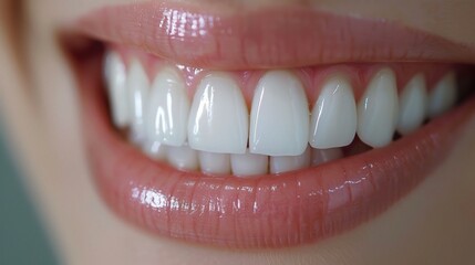 Teeth, dental, and oral hygiene with a model woman in studio on a gray background for teeth whitening.