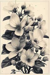 orchidee, disegno in bianco e nero