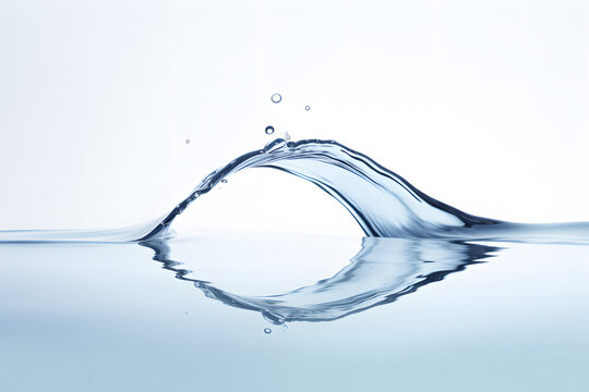 Dive into the refreshing simplicity of a rounded splash of blue water isolated on a clean white backdrop. This minimalist compos  Generative AI,