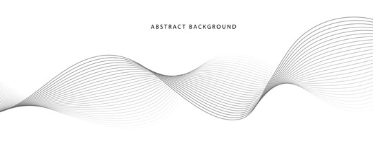 Lines for the background. Black stripes on a white background. Set of wavy lines. Multiple line waves. Creative line art. Grey waves with lines. Curved wavy line, smooth stripe.