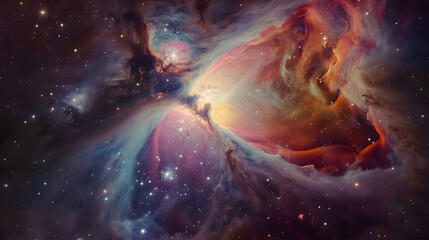 A close-up of the shimmering Orion Nebula