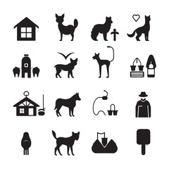 Fototapeta premium A black silhouette veterinary set