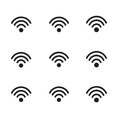 A black silhouette wifi symbol