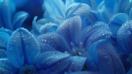 Frosty Azure: Close-ups reveal the cool azure tones blending into wildflower bluebell petals in macro shots.
