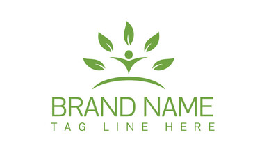 Abstract round symbol with happy human silhouette. Sport, fitness, medical or health care center logo design concept.