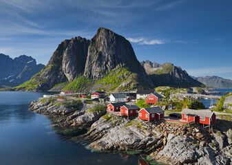 Norwegen, Nordland, Lofoten, Moskenesoya, Reine, Reinefjorden, Hamnoya