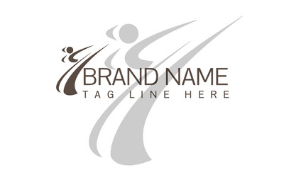 Abstract round symbol with happy human silhouette. Sport, fitness, medical or health care center logo design concept.