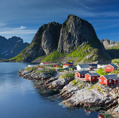 Norwegen, Nordland, Lofoten, Moskenesoya, Reine, Reinefjorden, Hamnoya