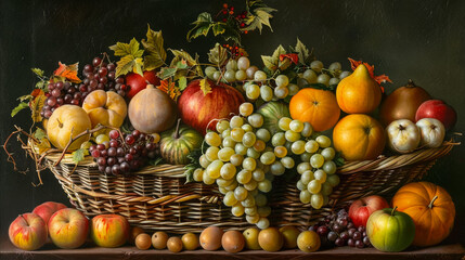 A fruits and vegetables basket in the white background