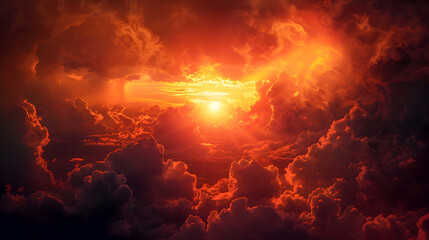 A fiery sunset breaks through storm clouds after the deluge