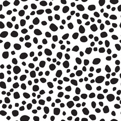 Dirty Dirt. Cheetah Polka Polka. White Oval Dot. Graffiti Ink Cheetah Circle. Black Animal Polka. Seamless Mud Texture. Simple Blot. Dalmatian Paint Pattern Vector Print. Seamless Fur Background.