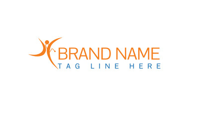 Abstract round symbol with happy human silhouette. Sport, fitness, medical or health care center logo design concept.