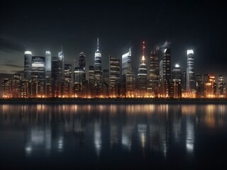 Naklejka premium city skyline at night