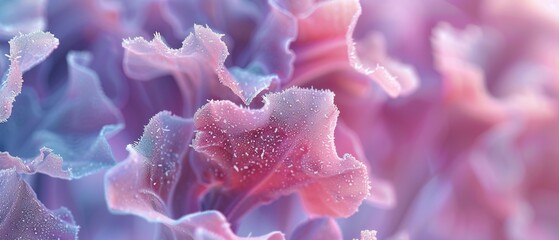 Icy Glow: Close-ups unveil the frosty radiance of cold wildflower bluebell petals in macro shots. - obrazy, fototapety, plakaty