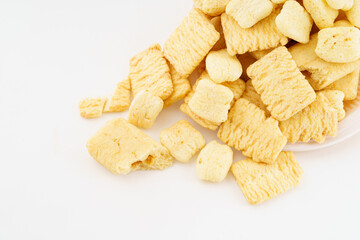 Special Chinese snack rice crackers on white background