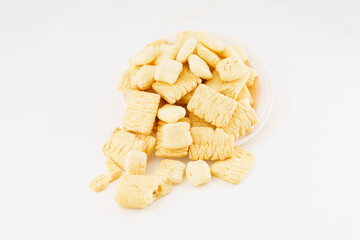 Special Chinese snack rice crackers on white background