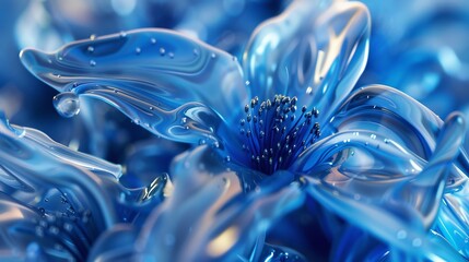 Liquid Elegance: Close-ups reveal the graceful fusion of ferrofluids with wildflower bluebell petals in macro shots. - obrazy, fototapety, plakaty