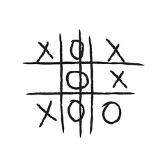 Tic-tac-toe. 3x3. Vector illustration. Manual style. On a white background