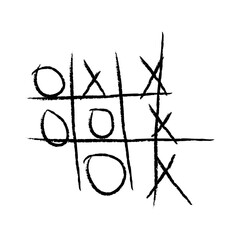 Tic-tac-toe. 3x3. Vector illustration. Manual style. On a white background