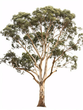 Eucalyptus   tree isolated on a solid, clear  white background