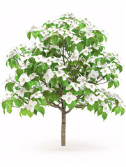 Dogwood   tree isolated on a solid, clear  white background