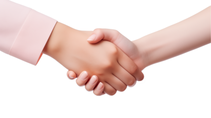 Business woman handshake isolated on transparent background