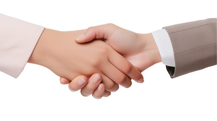 Business woman handshake isolated on transparent background
