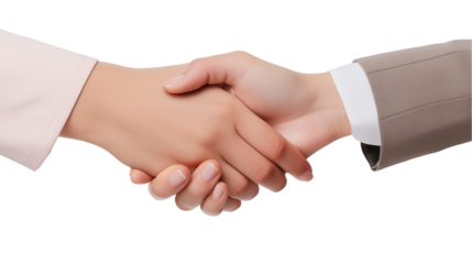 Business woman handshake isolated on transparent background