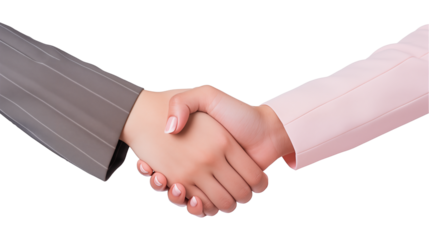 Business woman handshake isolated on transparent background