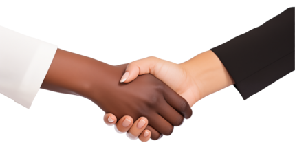 Business woman handshake isolated on transparent background