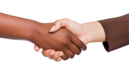 Business woman handshake isolated on transparent background