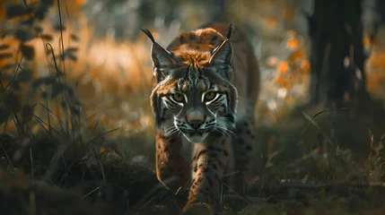 Muurstickers A rare glimpse of a stealthy lynx stalking its prey © Muhammad