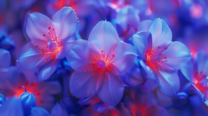 Neon Bloom Brilliance: Close-ups capture the dazzling display of neon wildflower bluebell petals in macro shots.