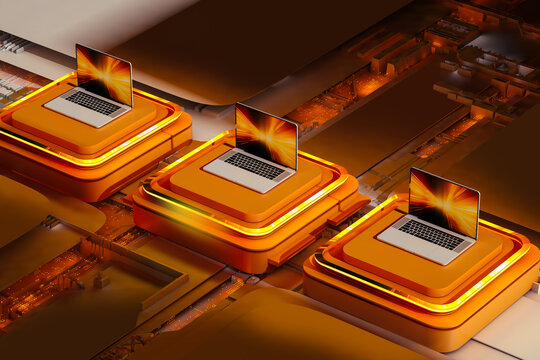 Laptop on a circuit board