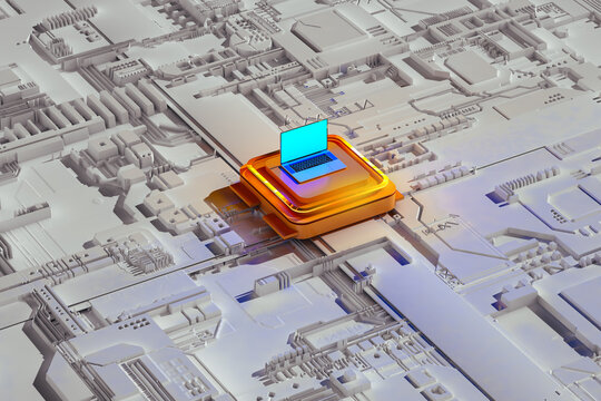Laptop on a circuit board