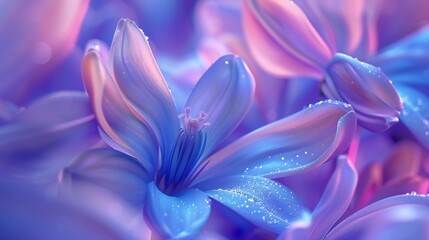Neon Petal Splendor: Close-ups reveal the mesmerizing beauty of neon wildflower bluebell petals in macro shots.