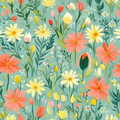 Fototapeta na wymiar Floral background showing spring, Generated using AI